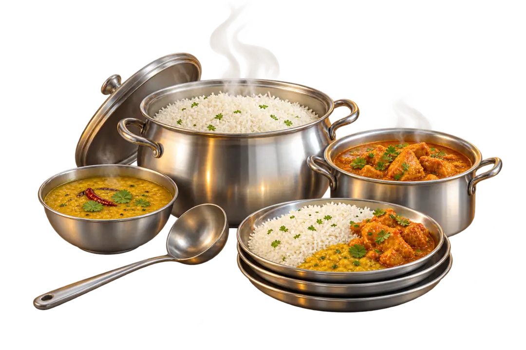 ভাত, ডাল ও তরকারিসহ 3D মেস meal serving set